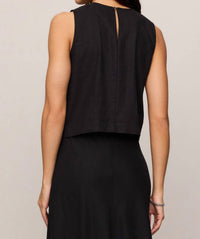 Z Supply Sloane Linen Top in black - women's blouse - detail view