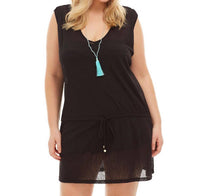 Always For Me - Plus Size Drawstring Tank Cover Up Dress