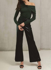 Elan - Faux Leather High Waist Flare Pants