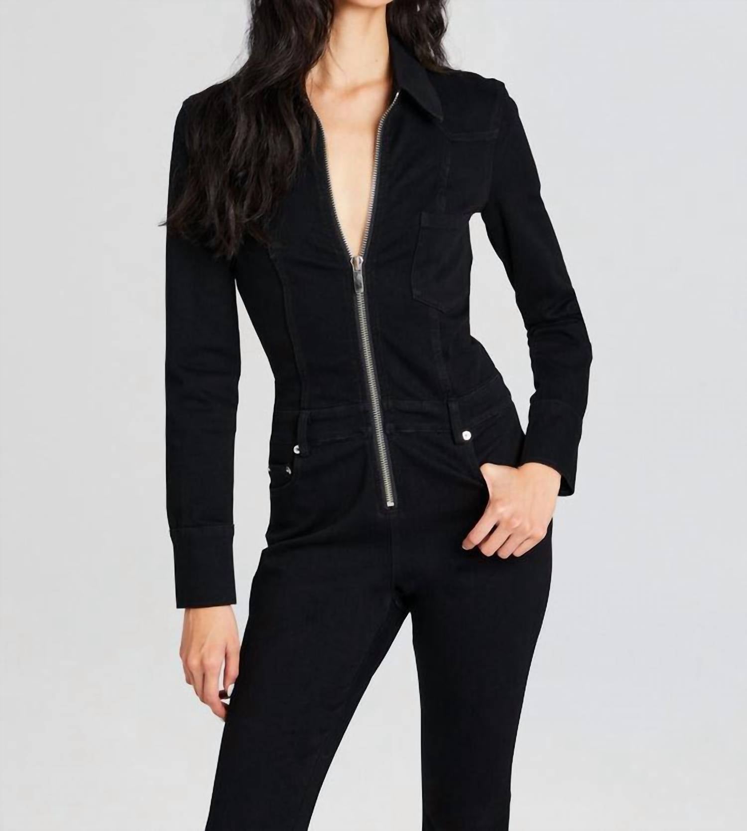 SER.O.YA Deedee Long Sleeve Flare Leg Jumpsuit in black - women's pants - view 4