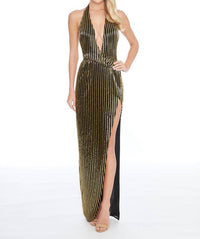Ashleylauren - Striped Halter Gown