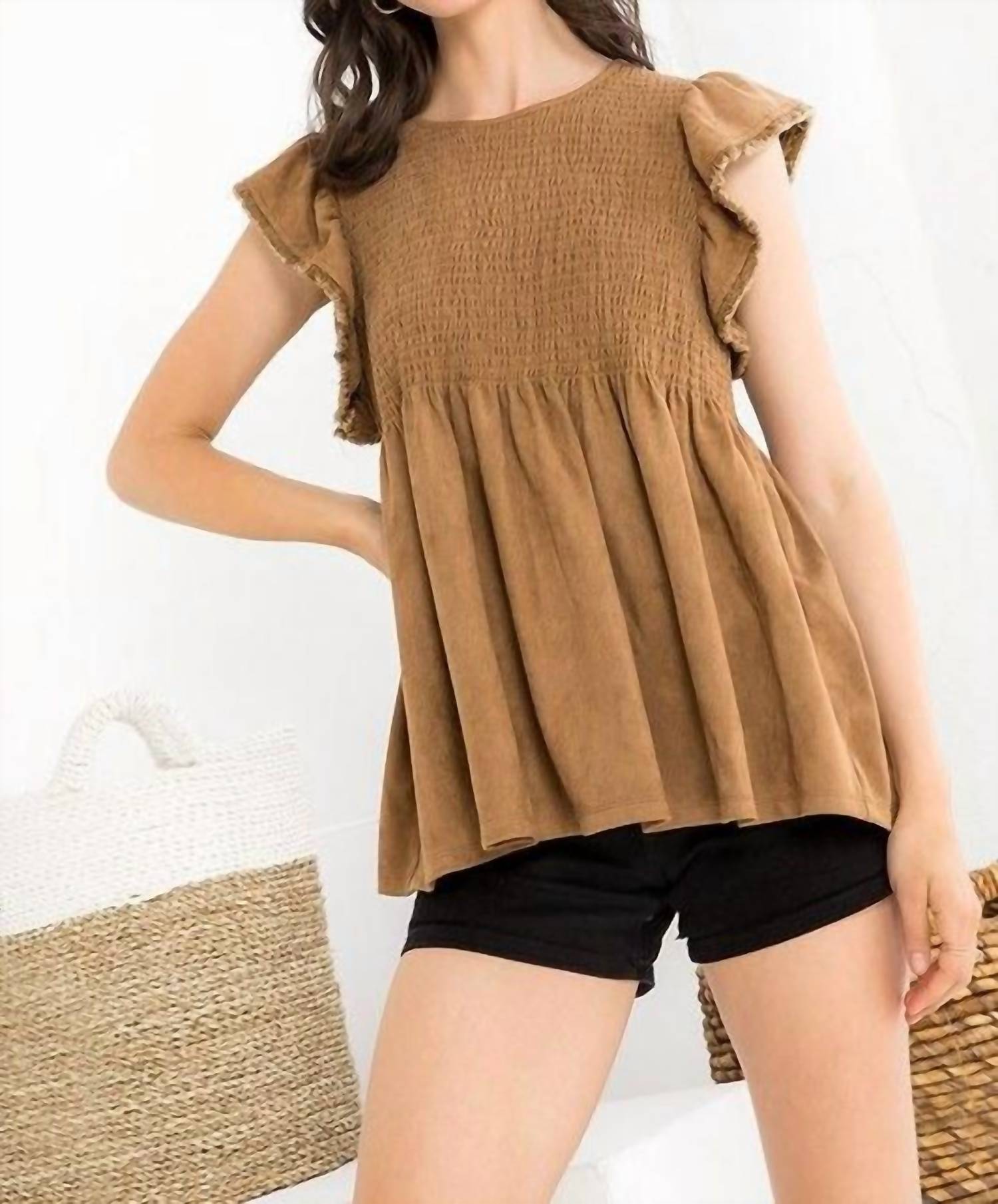 Thml - Suede Smocked Top