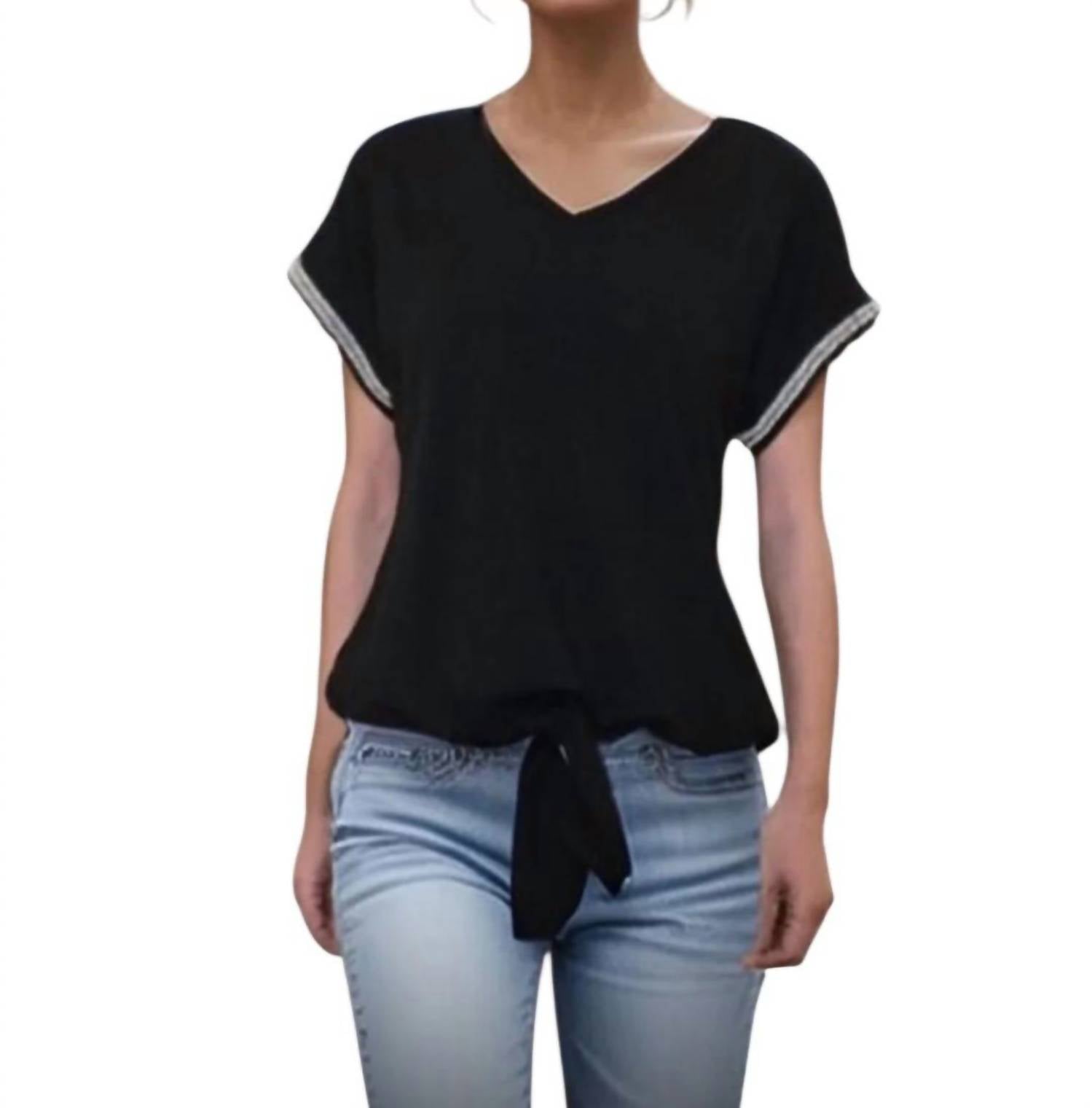 VaVa Camille Front Tie Shirt in black - women's t-shirt