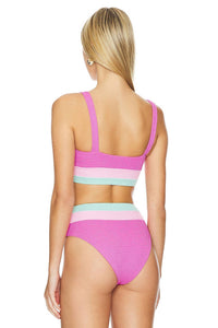 Beach Riot Mackenzie Bikini Top in blossom colorblock scrunch - women's swimwear - detail view
