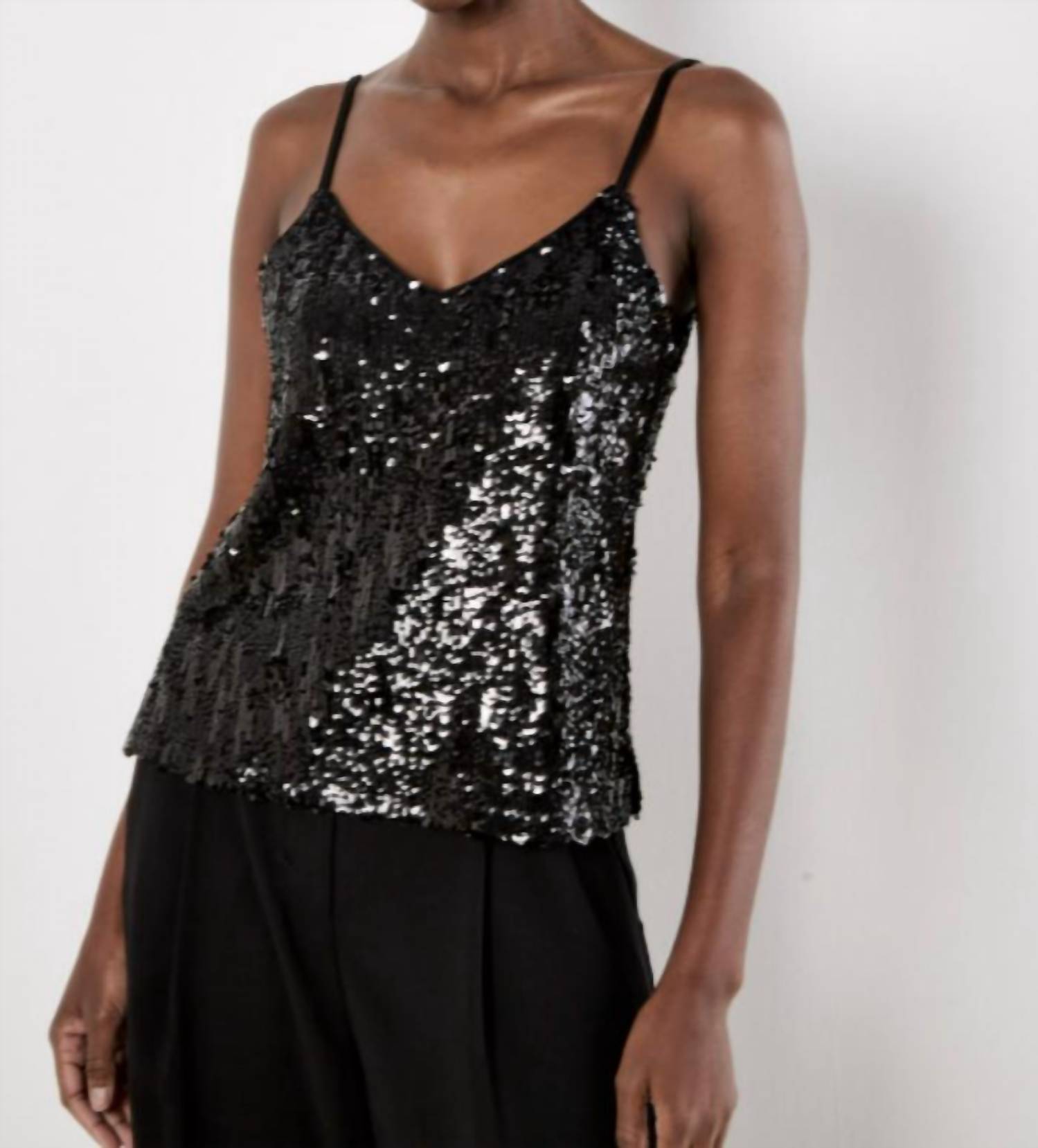 APRICOT Sequin Cami Top in black - women's shirt