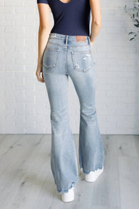 Judy Blue - Mid Rise Control Top Distressed Flare Jeans