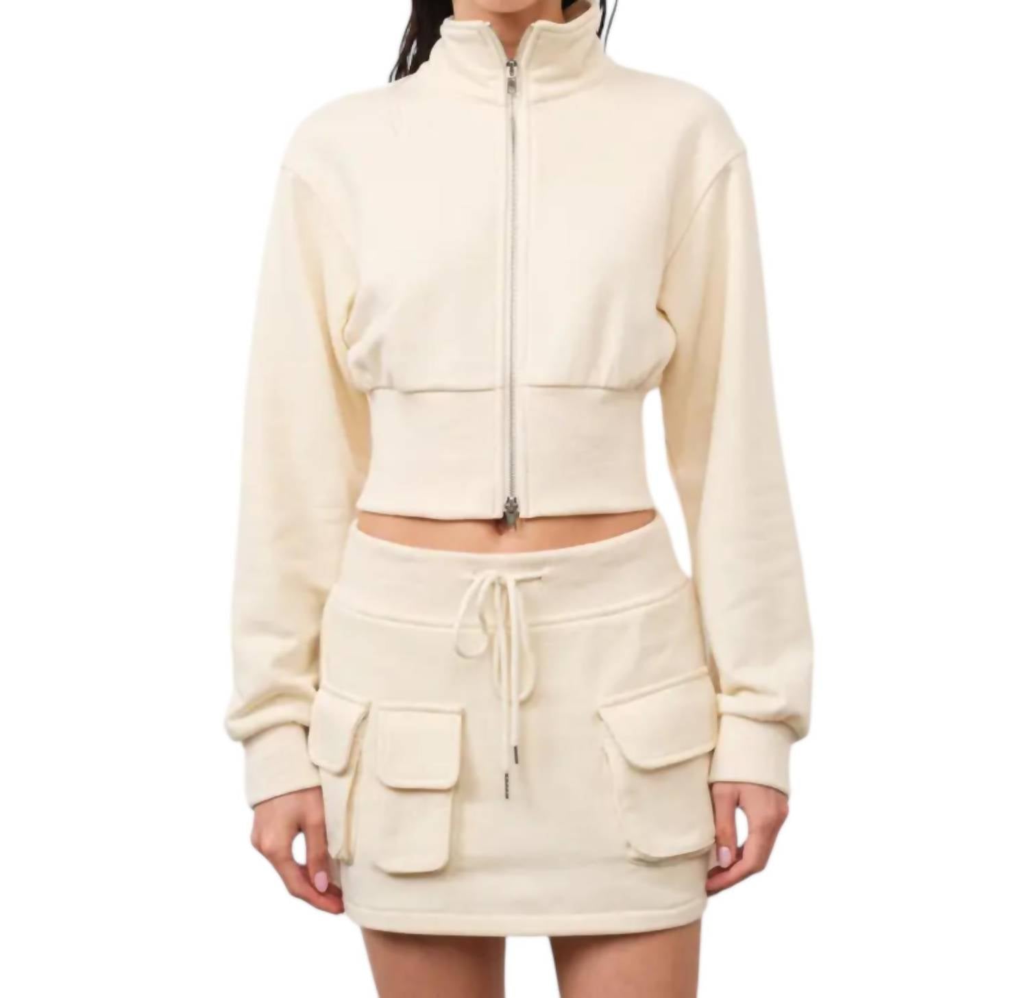 Loucia - Alicia Cropped 2-Way Zip Up Jacket