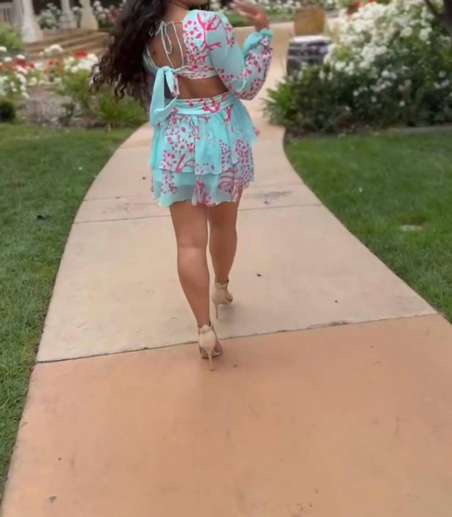 Surelymine - Angel Ruffle Cut-out Mini Dress