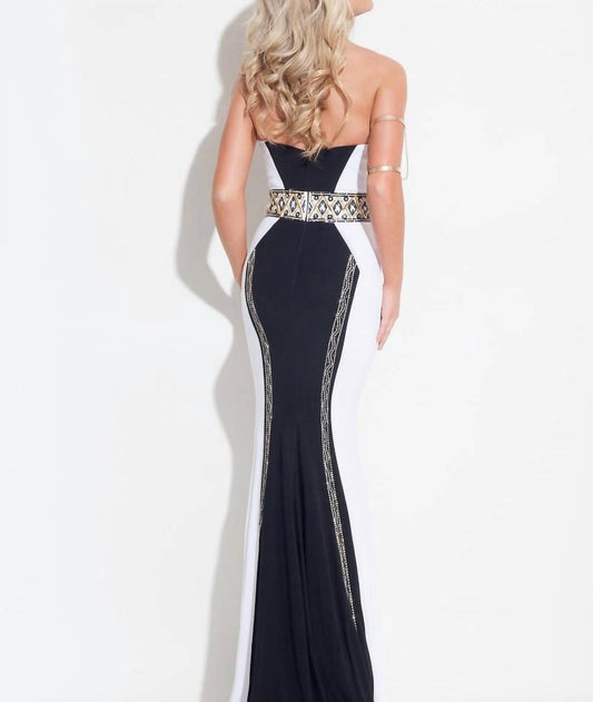 Rachel Allan - Beaded Jersey Strapless Prom Gown