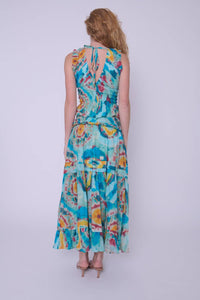 LOVE THE LABEL Cora Cropped Top in canary tie dye print - women's shirt - alternate view
