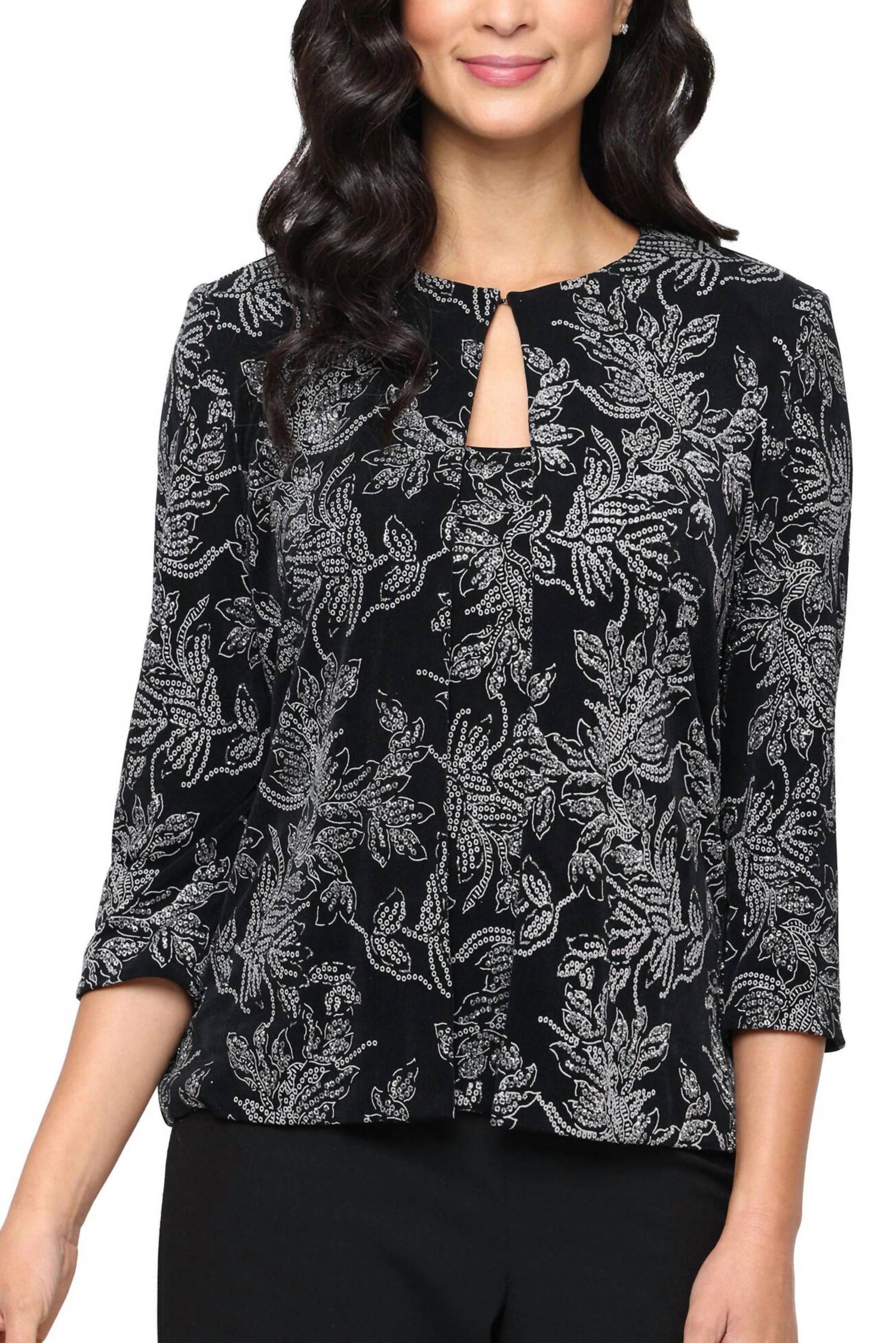 Alex Evenings - Women's Two Piece Twinset Scoop Neckline Sleeveless Tank Top And Jacket