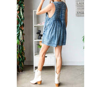 Veveret - Front Pleated V Neck Sleeveless Romper