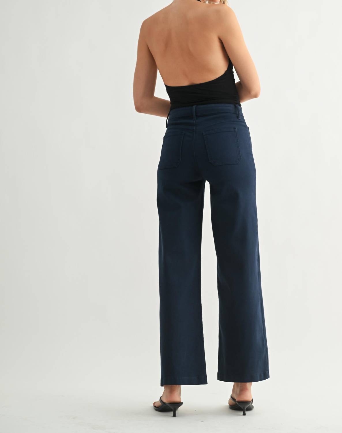Just Black Denim - Mini Patch Pocket Wide Leg Jeans