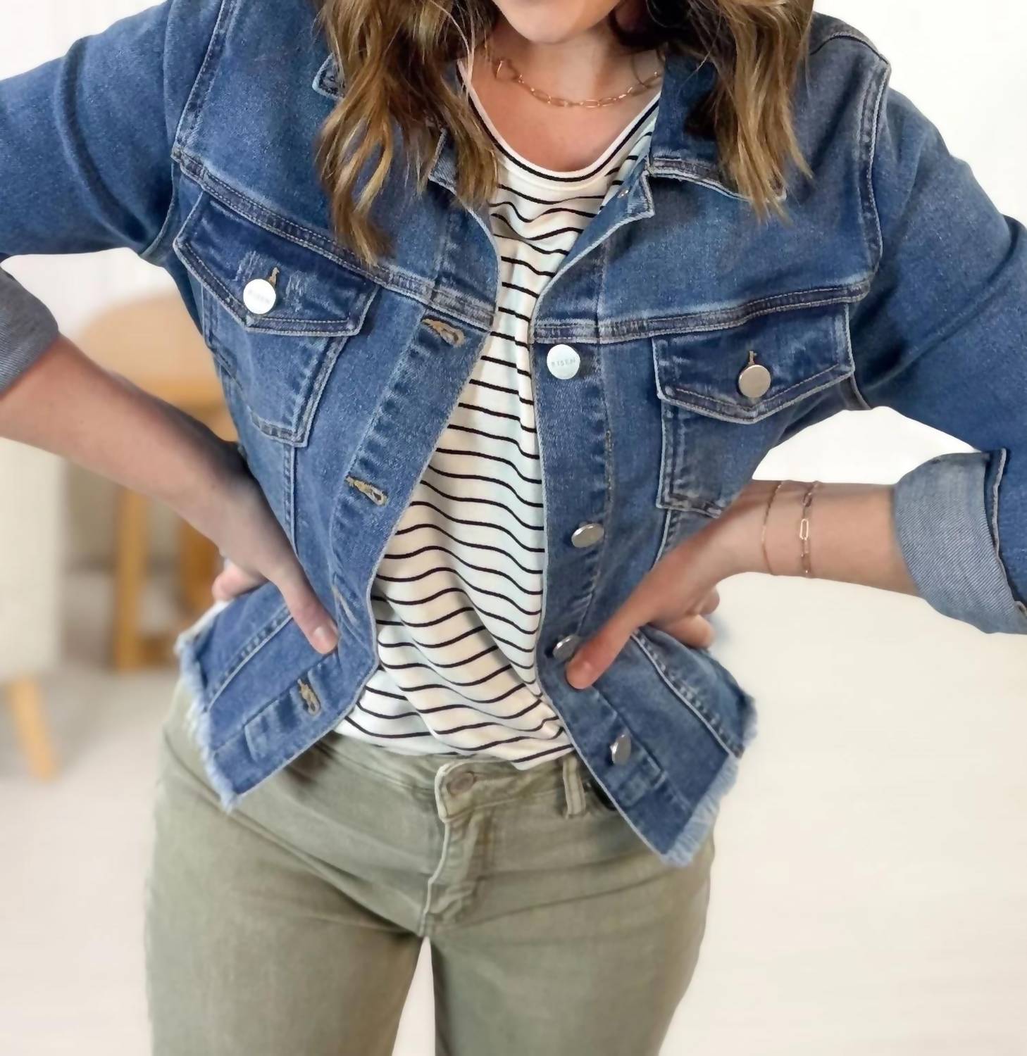 Risen - Fray Hem Denim Jacket