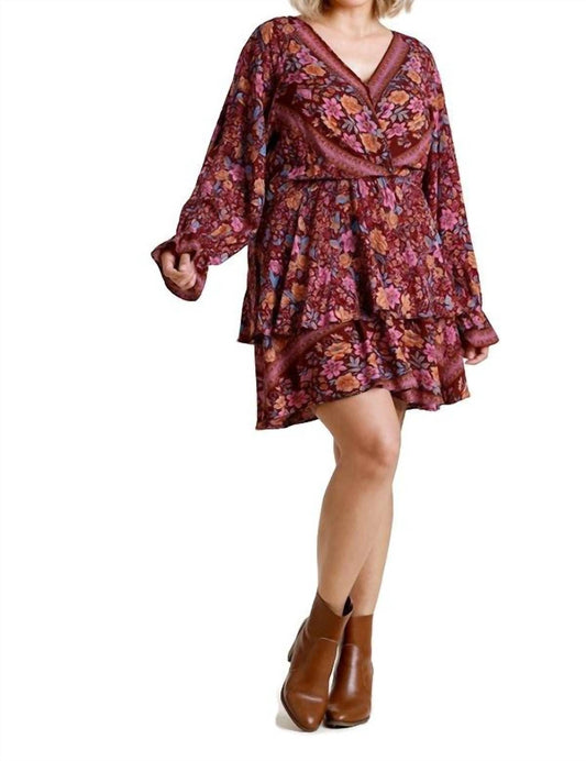 Umgee - Floral Border Print Layered Dress