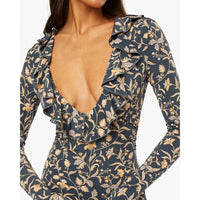 We Wore What - Deep V Long Sleeve Mini Dress