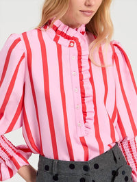 Vilagallo - Bicolour Striped Shirt With Ruffles