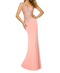Paparazzi By Mori Lee - Beaded Appliques Jersey Evening Dress