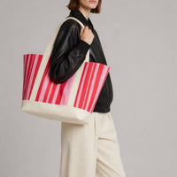 AQUA Women's Striped Tote Bag in red and pink - women's bag - view 7