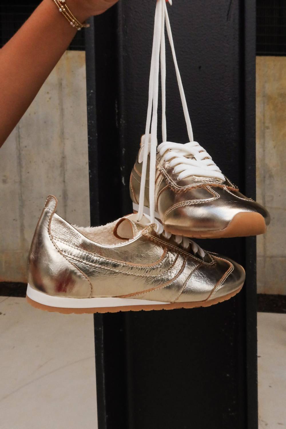 Dolce Vita Women's Delany Crinkle Patent Sneaker in light gold - women's sneaker - view 5