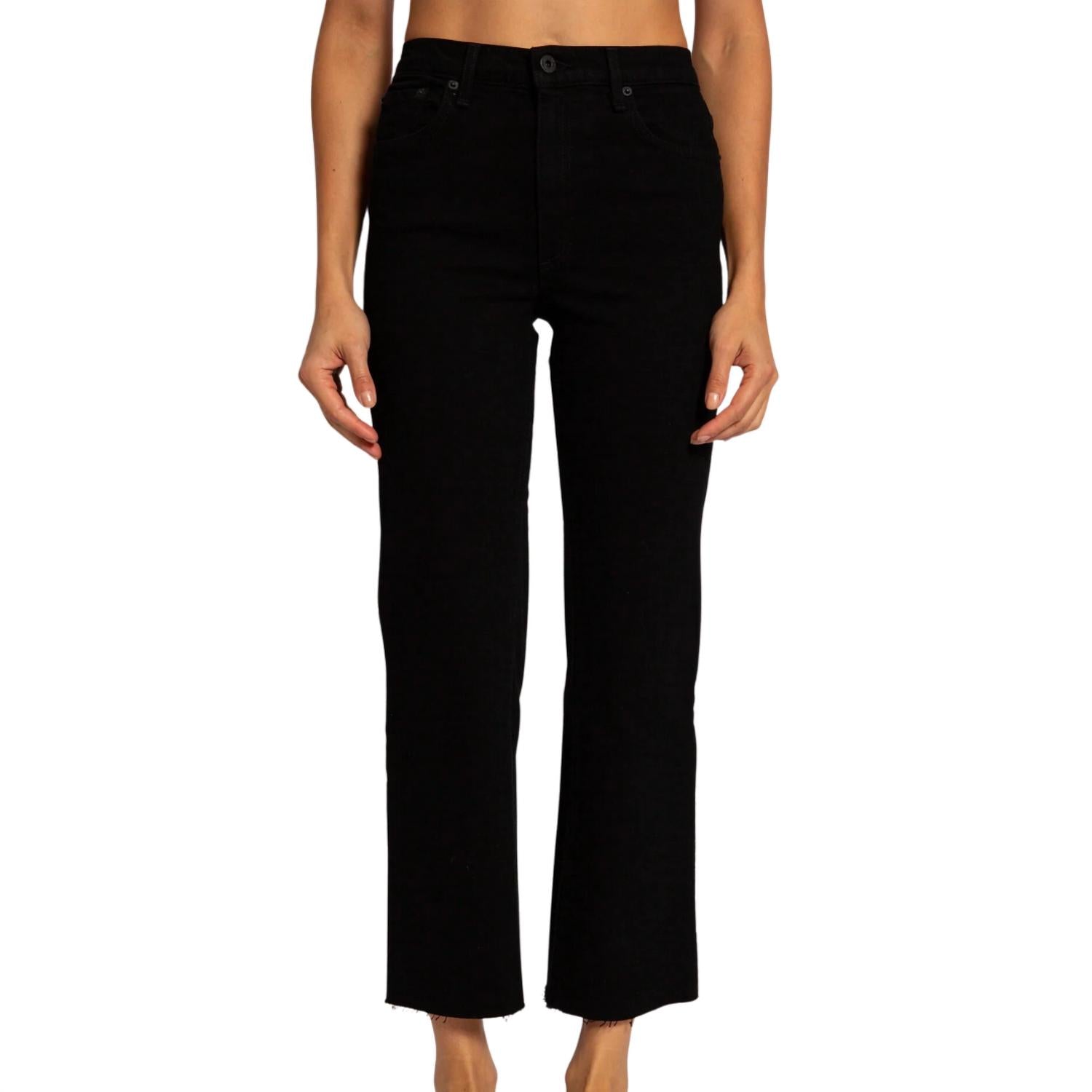 ASKK NY Women's Slim Crop Wide Leg Jean in black resin - women's pants