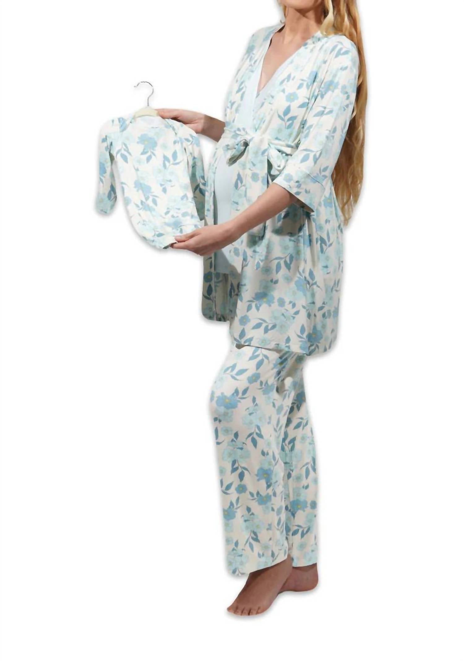 Everly Grey Analise 5 Piece Pajama Set in periwinkle - women's sleepwear - detail view