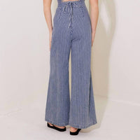 Flying Tomato - Washed Striped Denim Jumpsuit