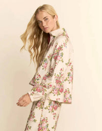 Davi & Dani - Flower Printed Half Zip Jacket