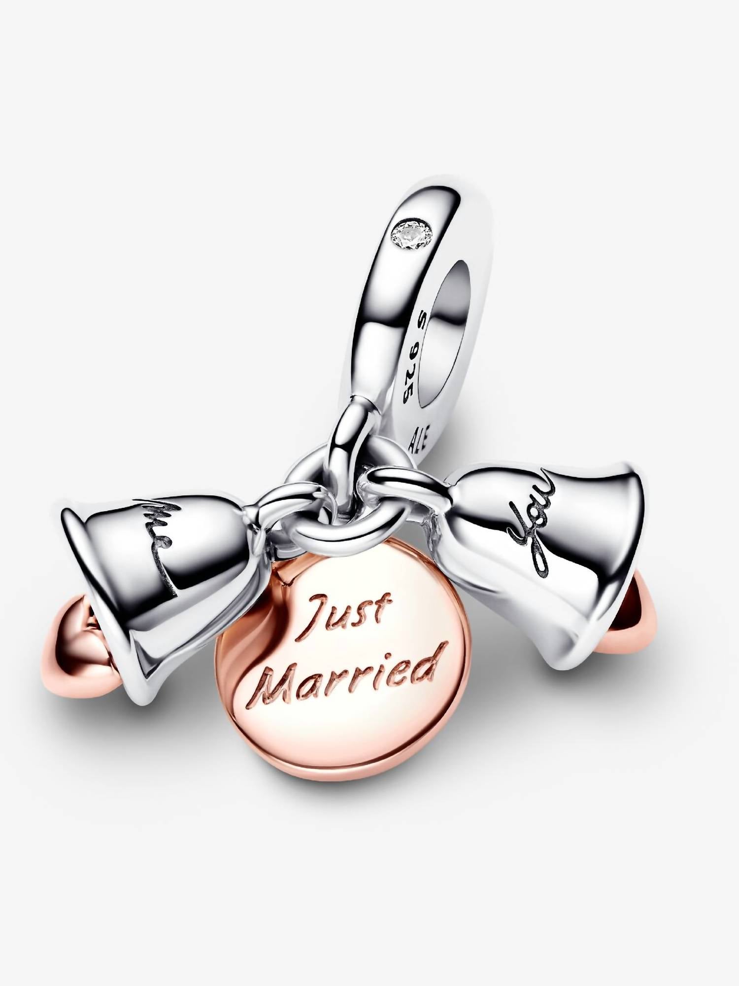 Pandora - Two Tone Wedding Bells Double Dangle Charm