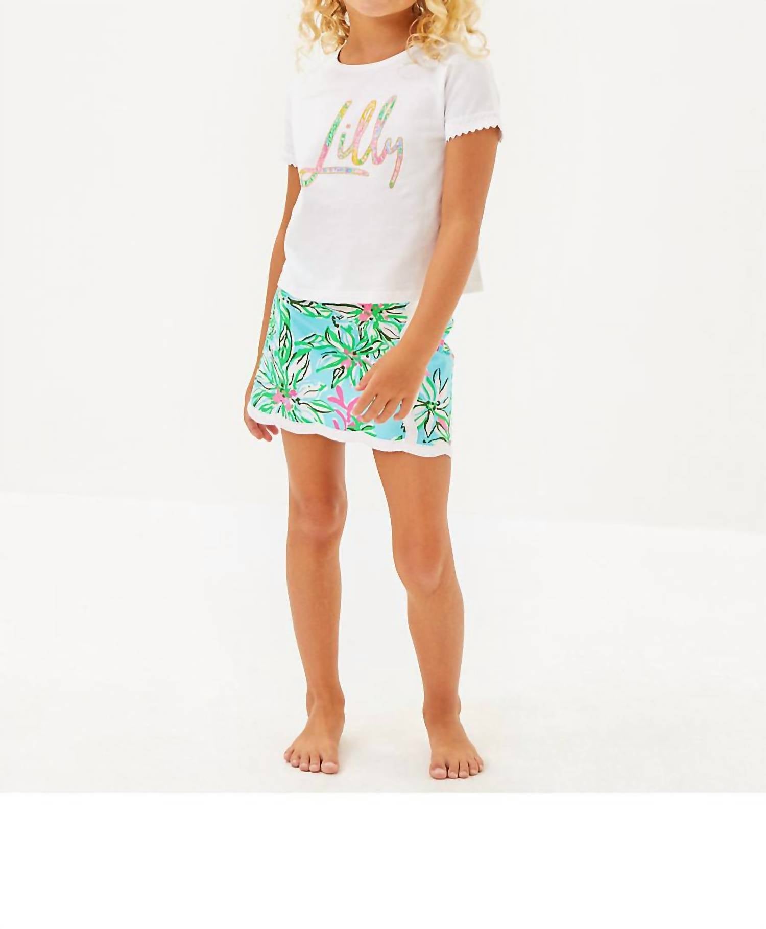 Lilly Pulitzer Girl's Mini Rally Tee in multi bright delight patch lilly - kids' t-shirt
