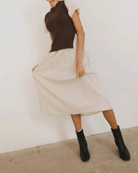 Things Between - Violette Mixed Knit Printed Sweater Dress