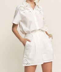 Hersy - Crochet Detail Linen Shorts