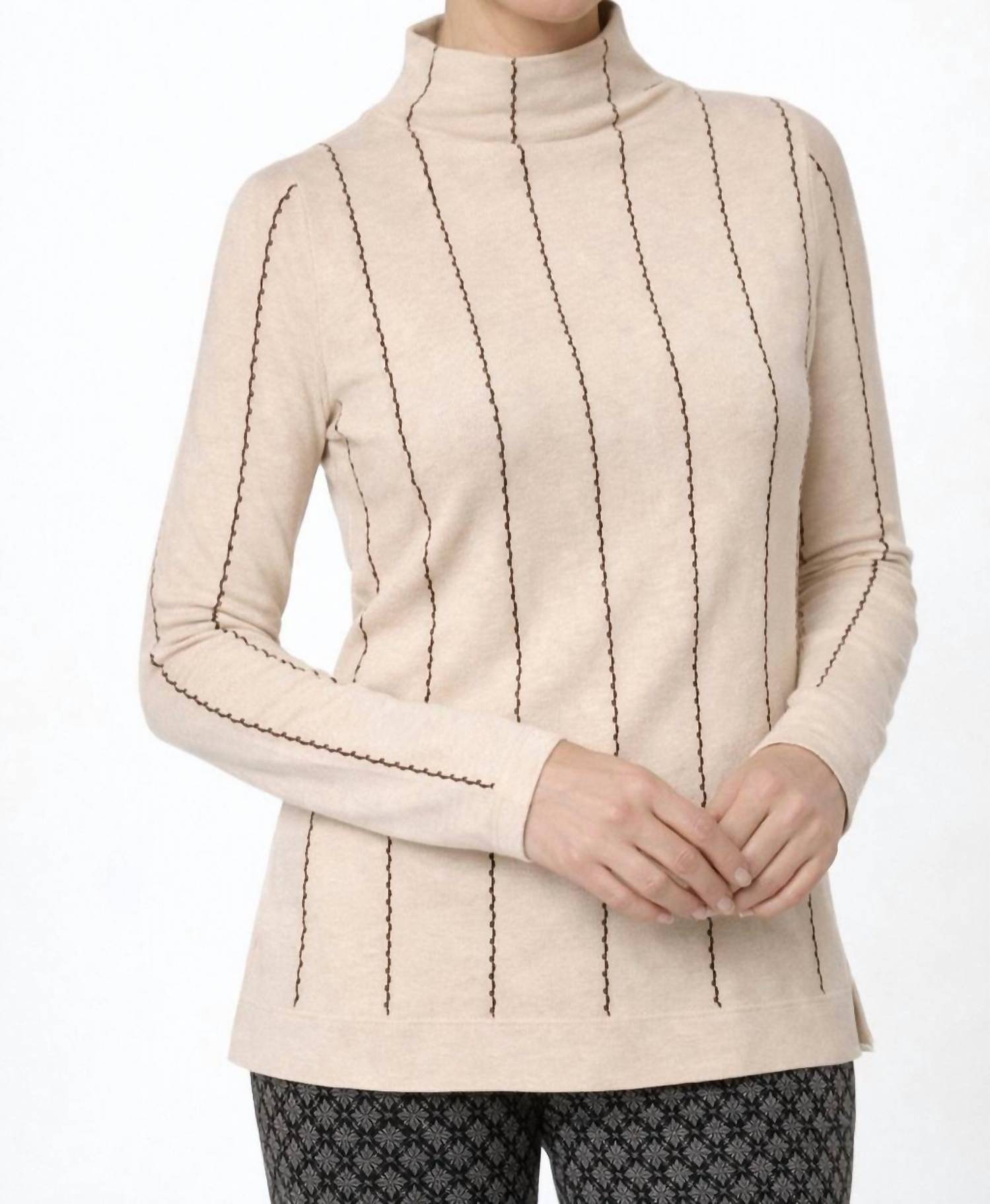 J'Envie/Eli The Nicosia Turtleneck Sweater in fawn steel - women's sweater
