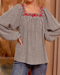 Savanna Jane - Keep Me In Check Floral Embroidered Top
