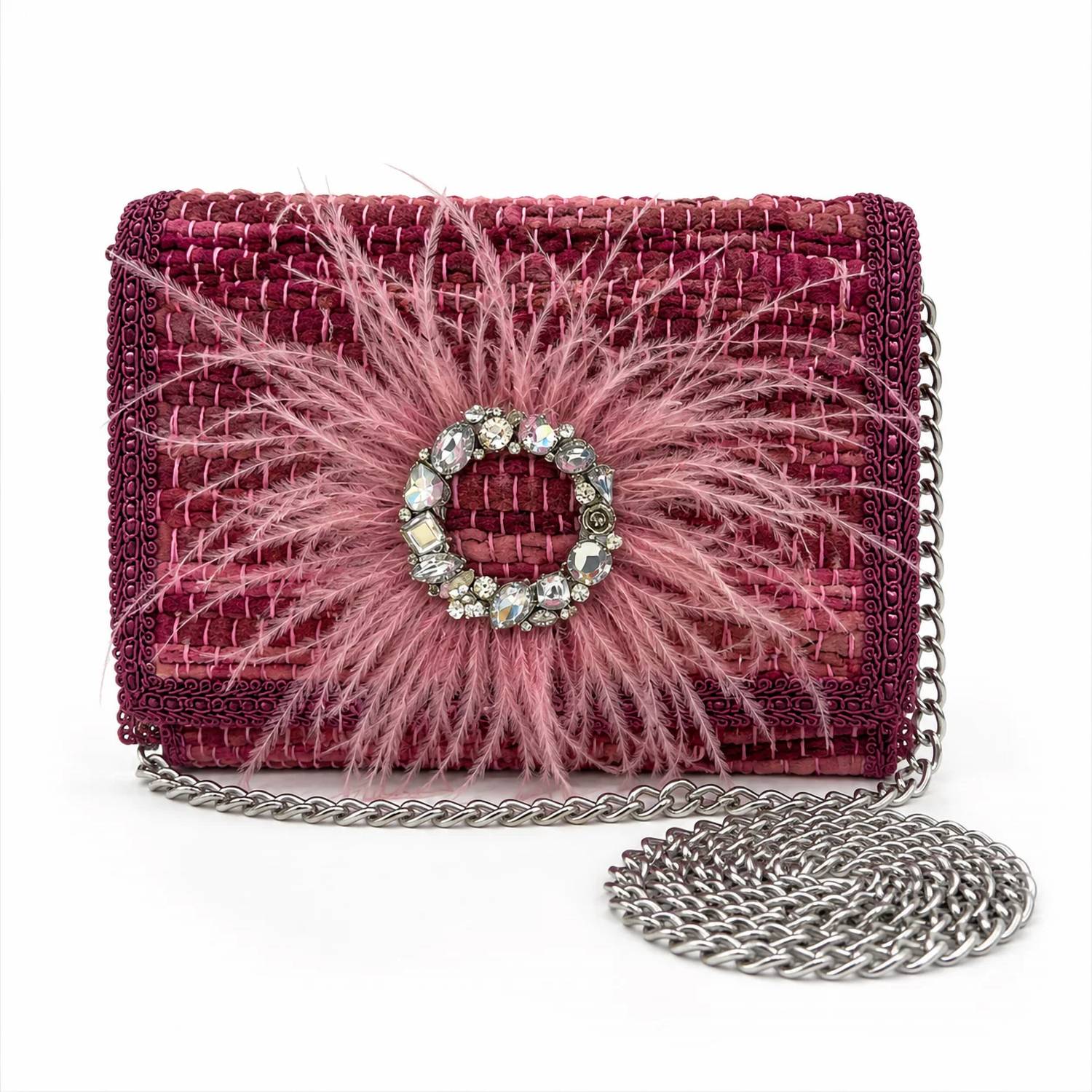 Elektra'S Workshop - Women's Ostrich Feather Regular Shoulder Bag