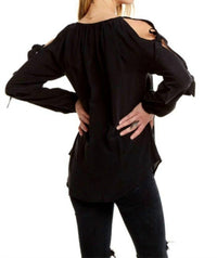 Chaser - Silk Slit Blouson Sleeve Top