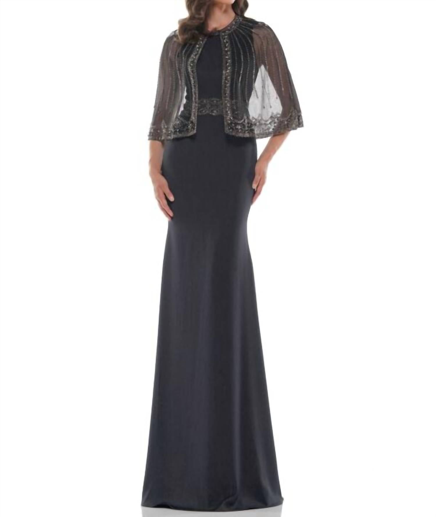Marsoni by Colors Removable Capelet Embellished Dress in black - women's dress