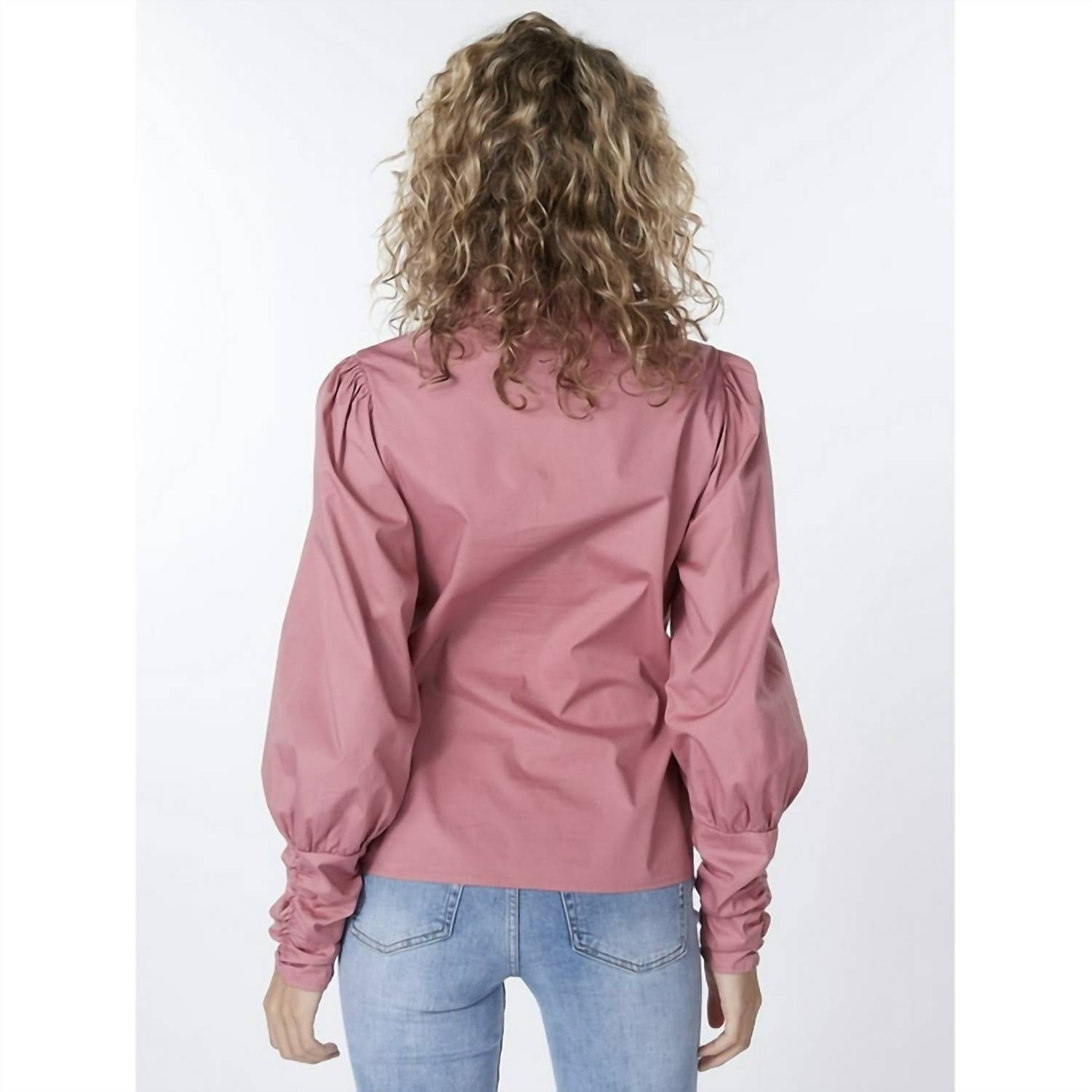 ESQUALO Poplin Sleeve Blouse in vintage rose - women's blouse - detail view