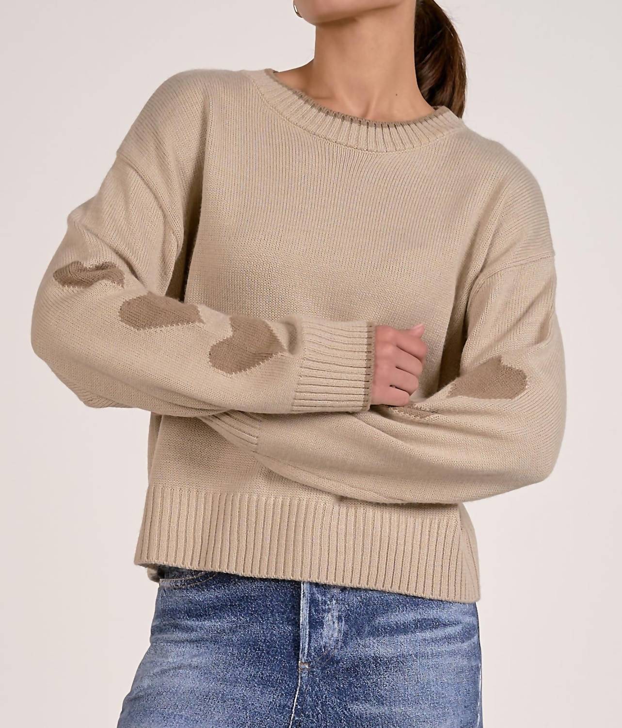 ELAN Hearts Sweater in beige - women's sweater