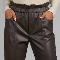 Elan - Ruffle Elastic Faux Leather Pants