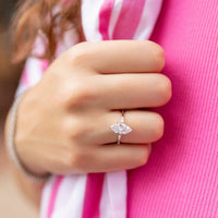 Starlette Women's Marquise Maggie Engagement Ring in silver - women's jewelry - detail view