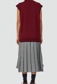 Plan C Women's Rhombus Vest in burgundy - women's sweater - alternate view