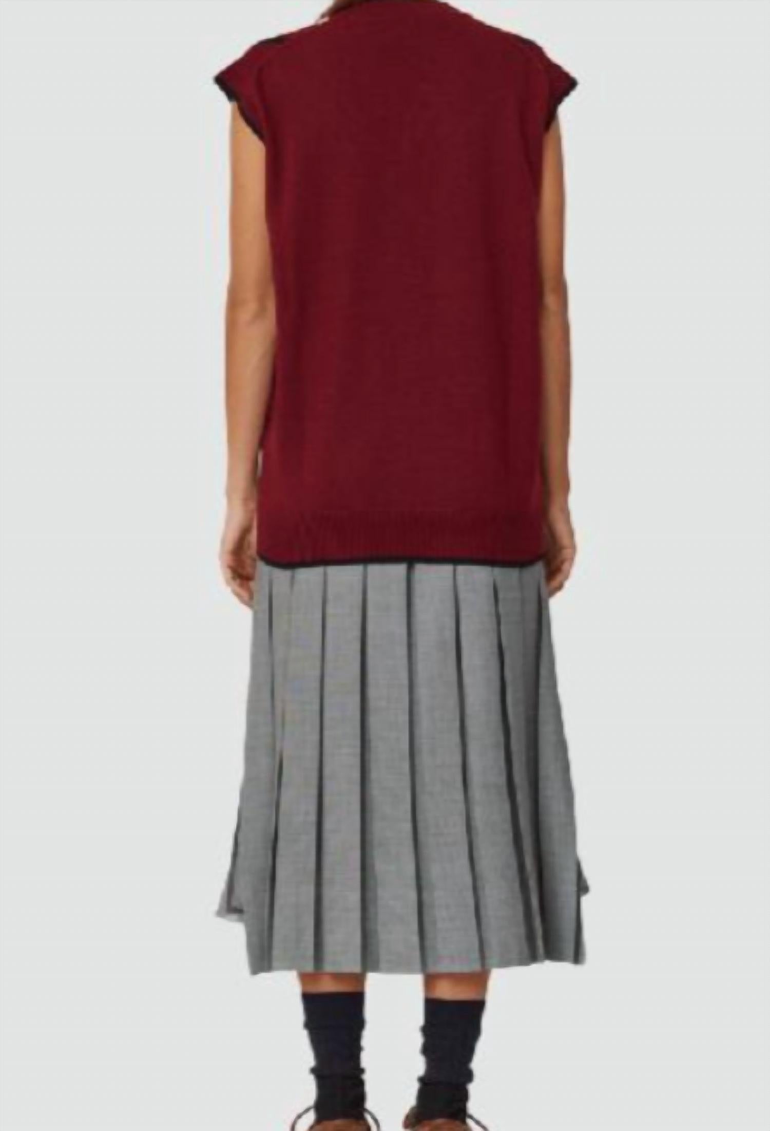 Plan C Women's Rhombus Vest in burgundy - women's sweater - alternate view