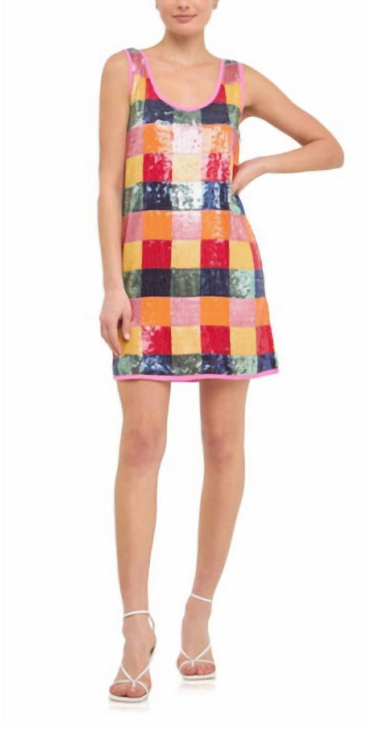 Endless Rose - Sassy Sequin Checkered Mini Dress