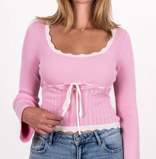 Papermoon - Pointelle Detail Ribbon Tied Sweater
