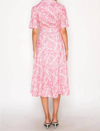 Meet Me In Santorini - Hibiscus Palms Shirt Midi Dress
