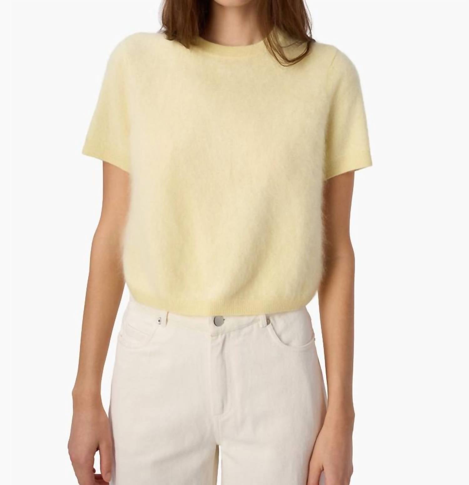 Cami NYC Eugeney Cashmere Top in custard - women's t-shirt - detail view