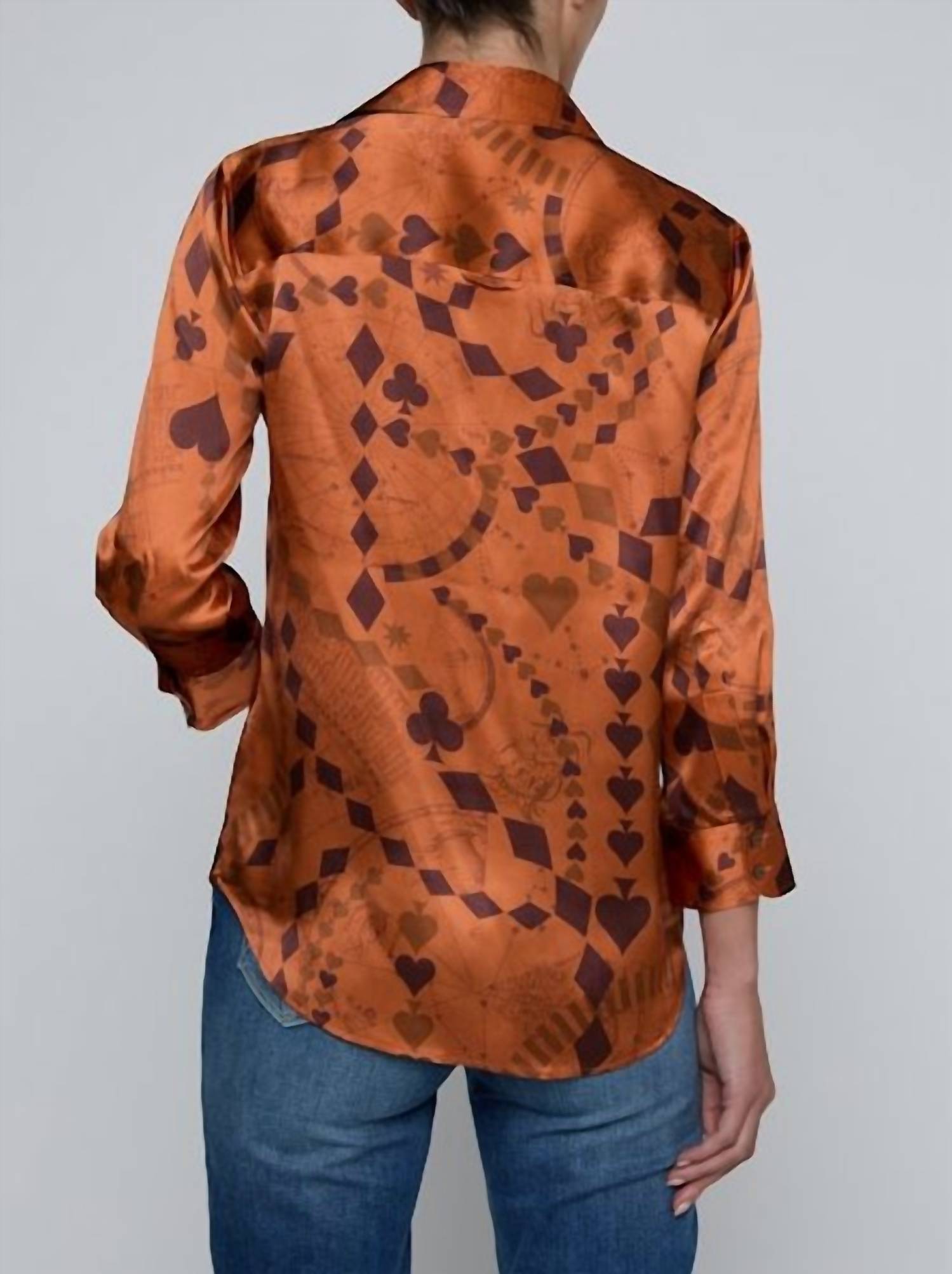 L'Agence - Dani Playing Card Geo Silk Blouse