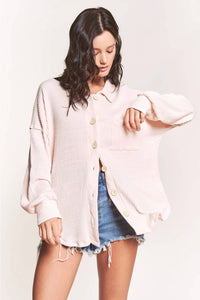 143 Story - Cozy Vibes Quilt Rib Button Down Top