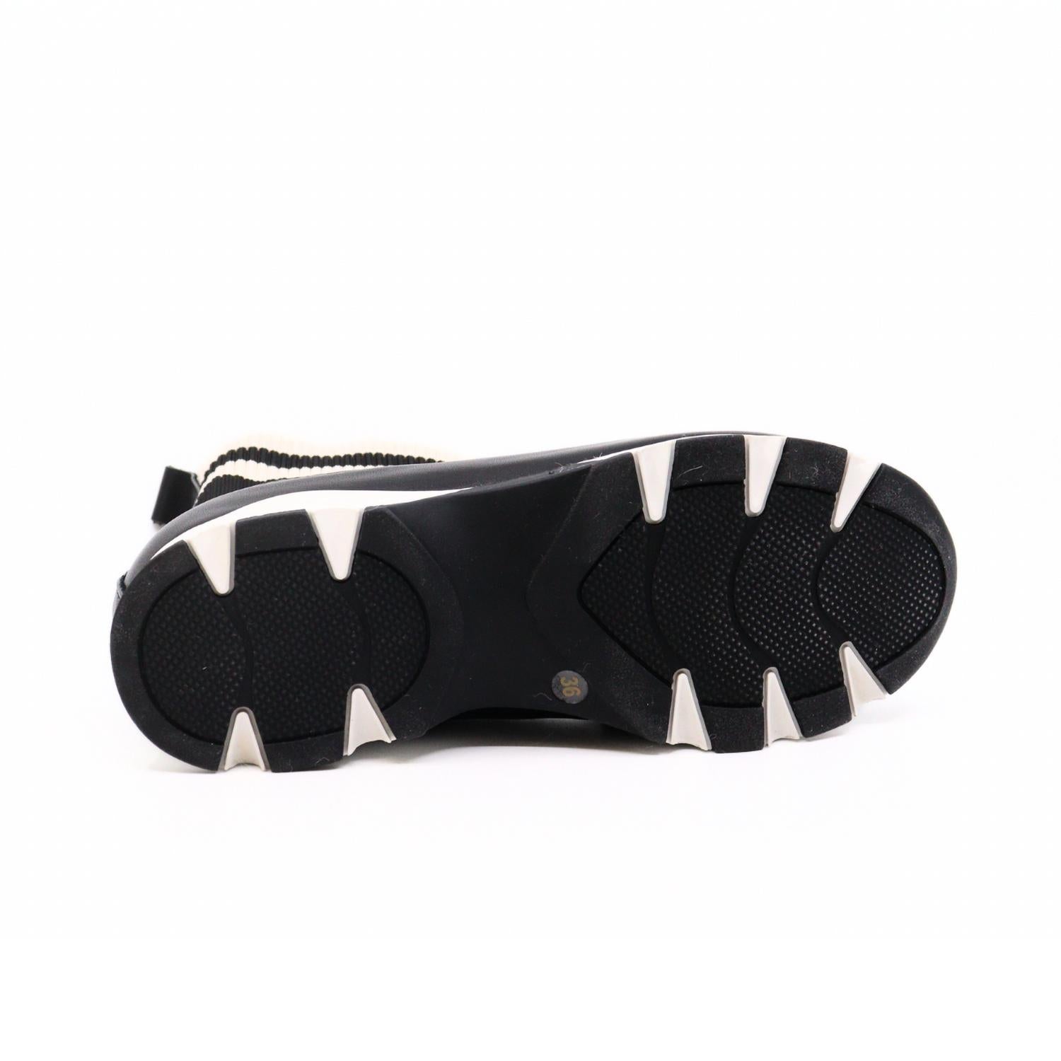 All Black - Women's Stripey Sock Bootie
